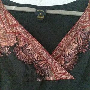 Plenty: silk Black paisley dress w beaded details.